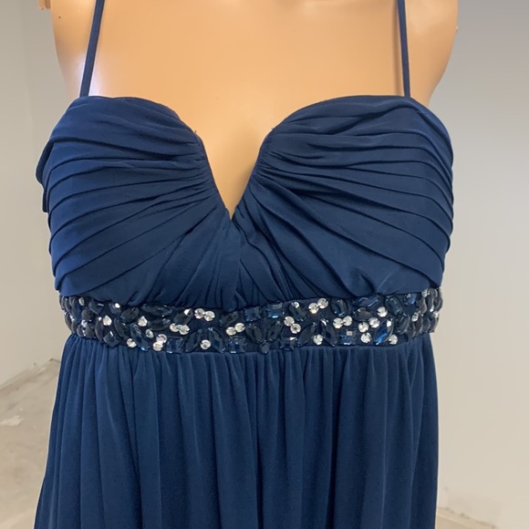 Formal Cocktail Short Navy Blue Beaded Dress women size L - Picture 2 of 14